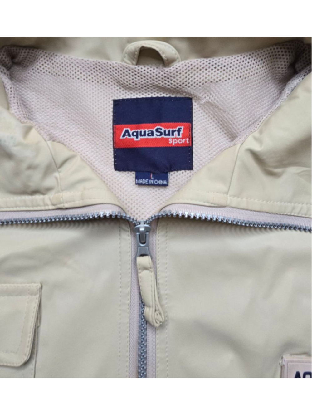 AquaSurf Utility Fishing Vest Mens L Beige Distressed Multi Pocket Outdoor - Picture 2 of 12